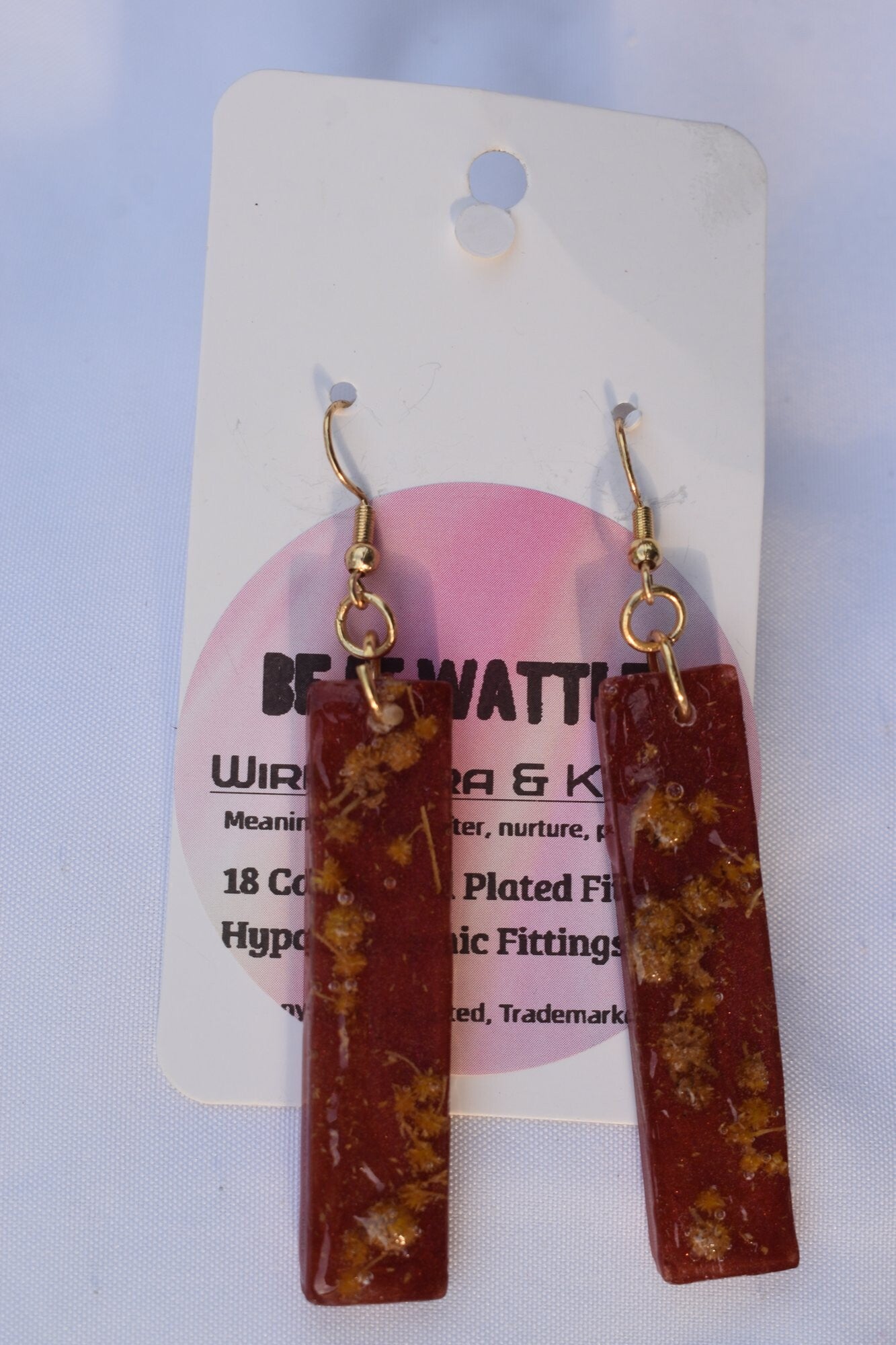 Be It Wattle Rectangle Earrings - Burgundy