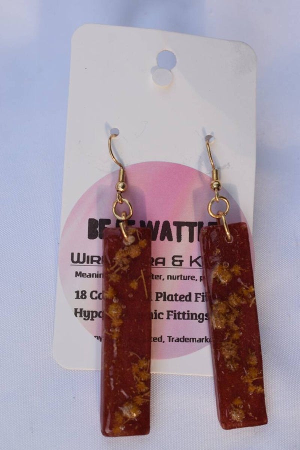 Be It Wattle Rectangle Earrings - Burgundy