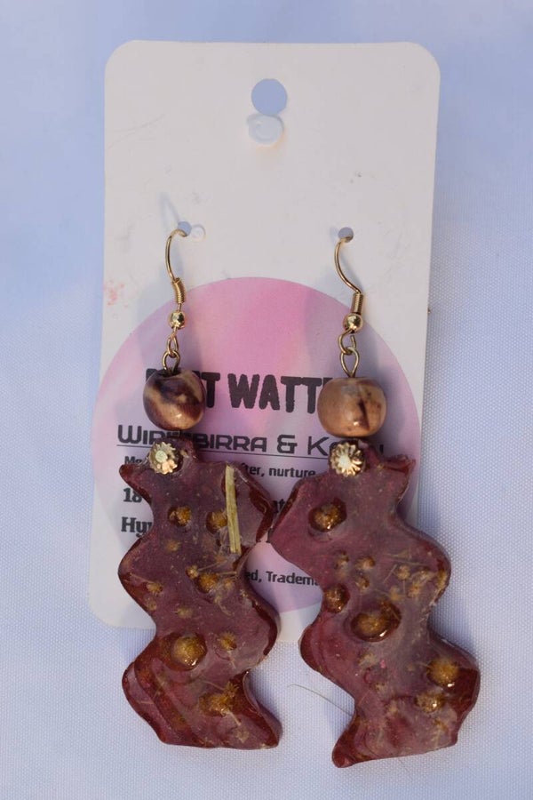 Be It Wattle Zigzag Bar Earrings - Burgundy