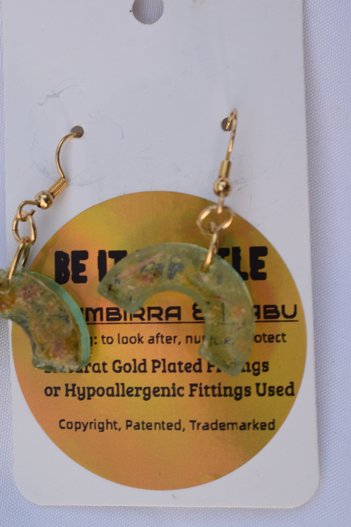 Be It Wattle Half-Circle Arch Earrings - Green & Clear