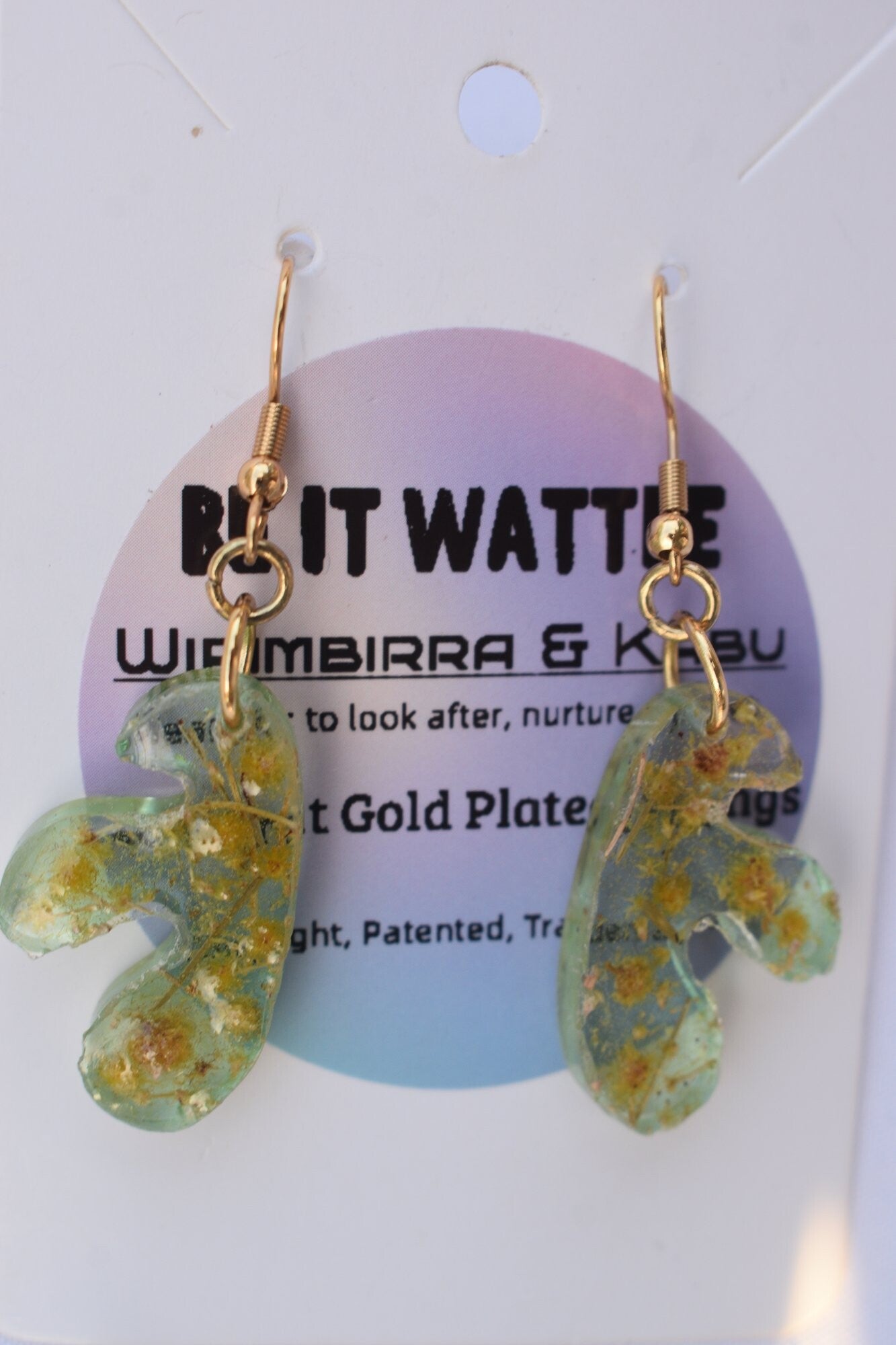 Be It Wattle Organic Blob Earrings - Green & Blue