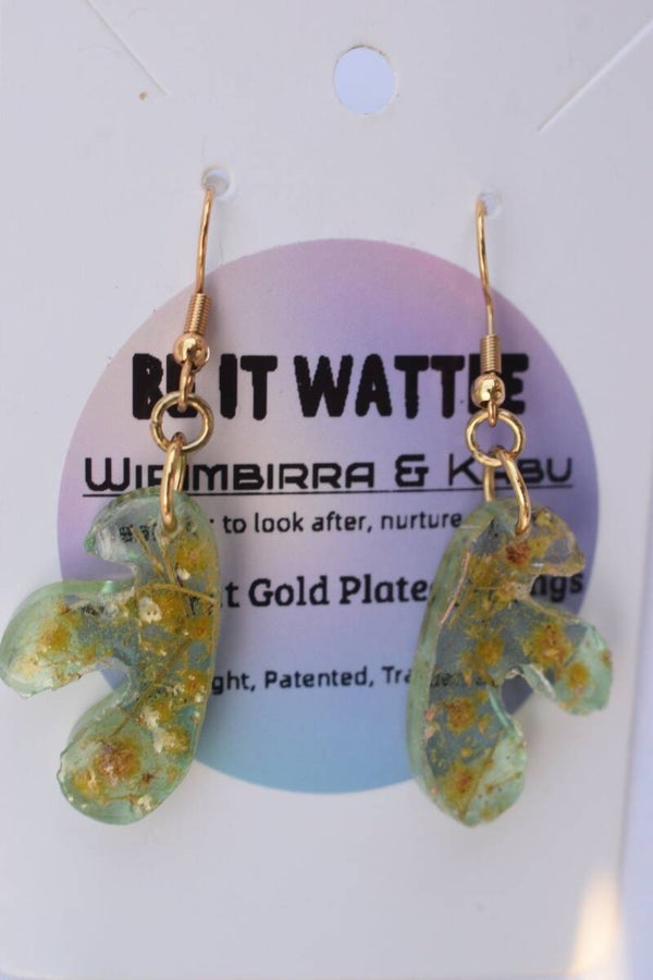 Be It Wattle Organic Blob Earrings - Green & Blue