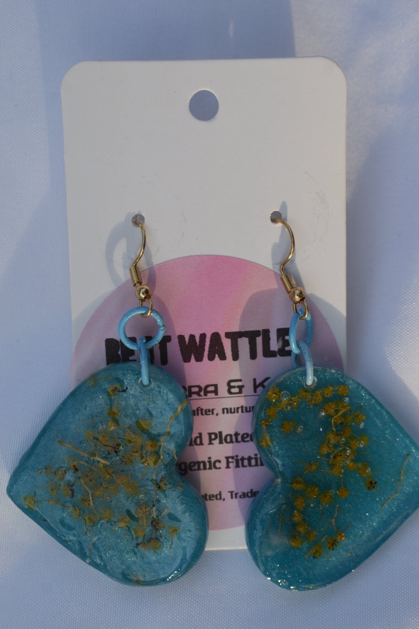 Be It Wattle Heart Earrings - Teal