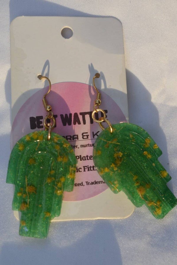 Be It Wattle Cactus Arch Earrings - Green