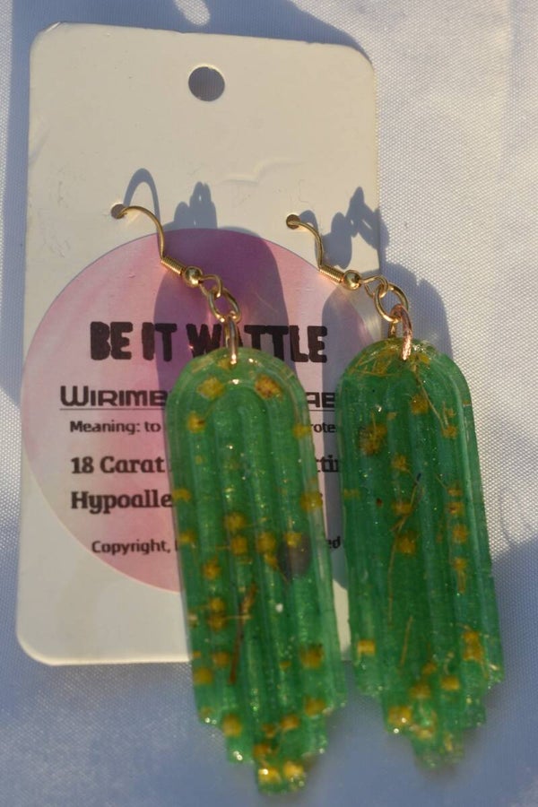 Be It Wattle Tall Pill Earrings - Green
