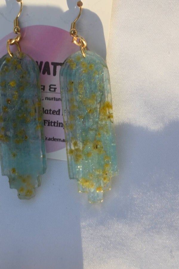 Be It Wattle Tall Stepped Pill Earrings - Pale Teal & Clear