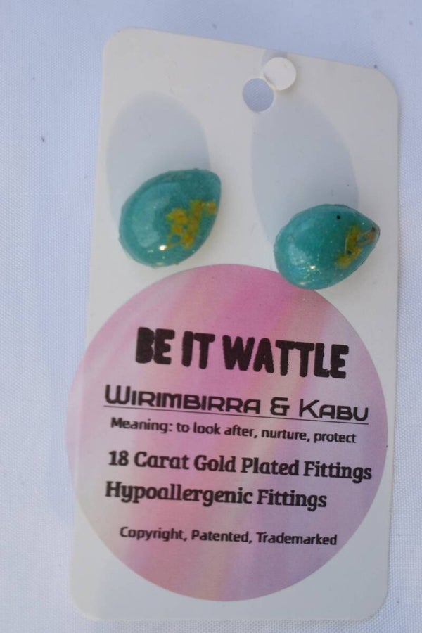 Be It Wattle Teardrop Stud Earrings - Teal