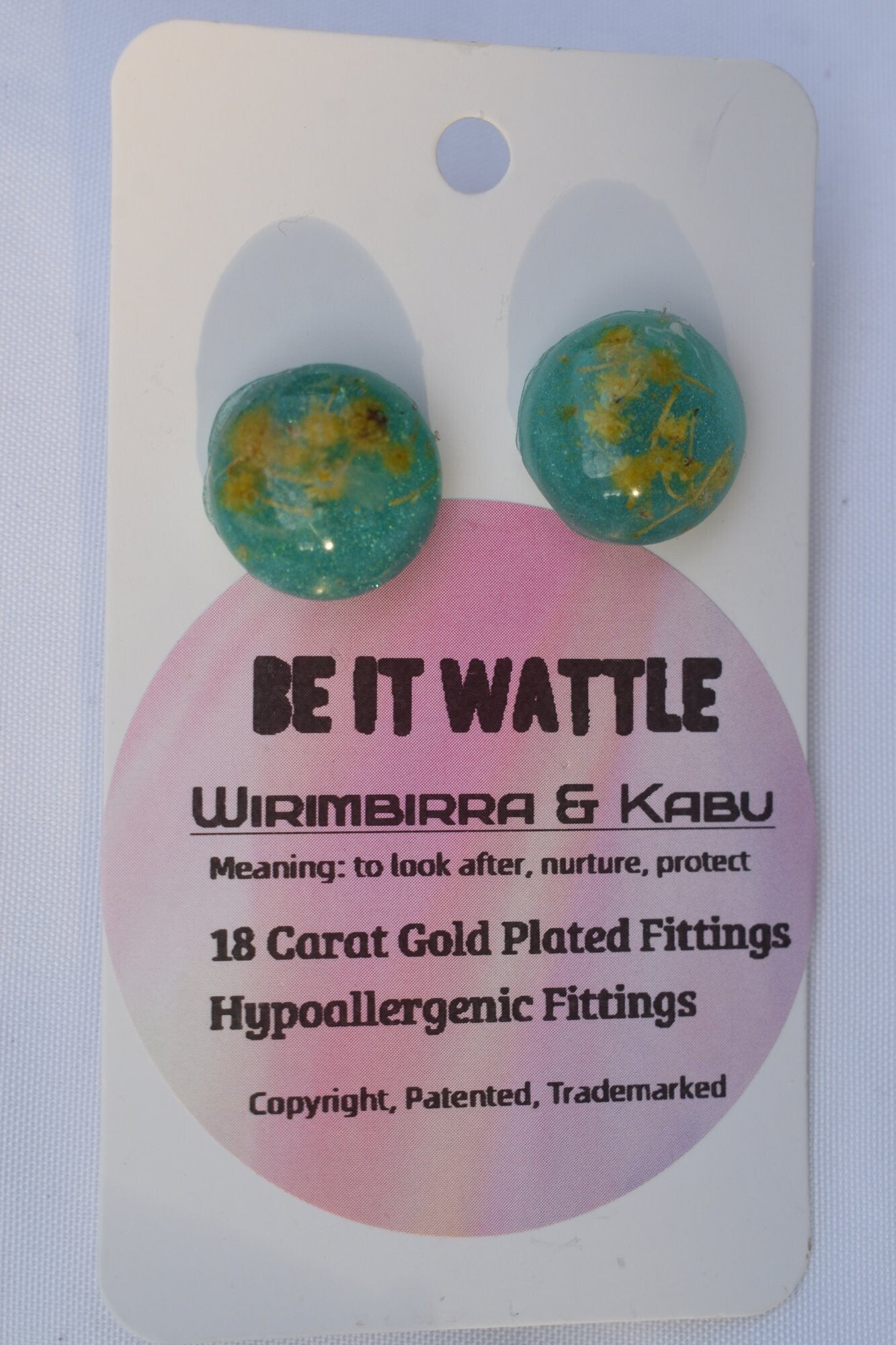 Be It Wattle Round Stud Earrings - Teal