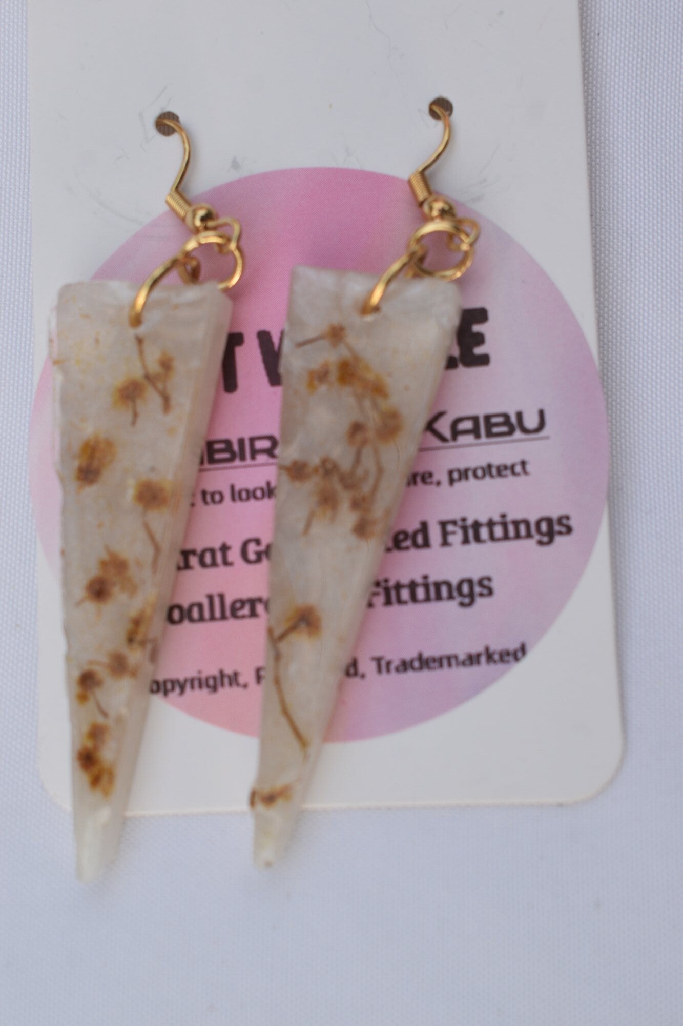 Be It Wattle Long Triangle Earrings - Cream & Clear