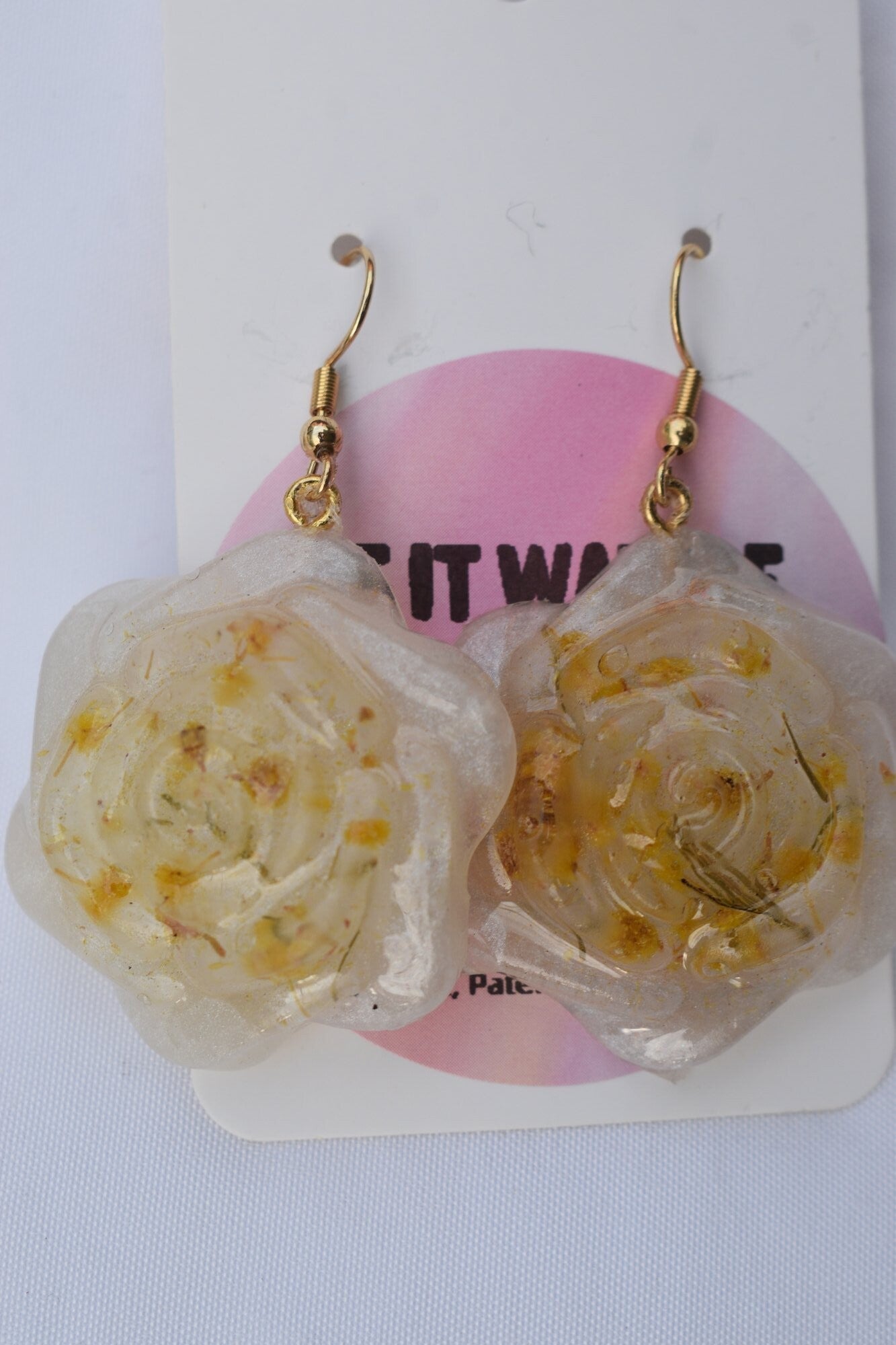 Be It Wattle Round Flower Earrings - Cream & Clear