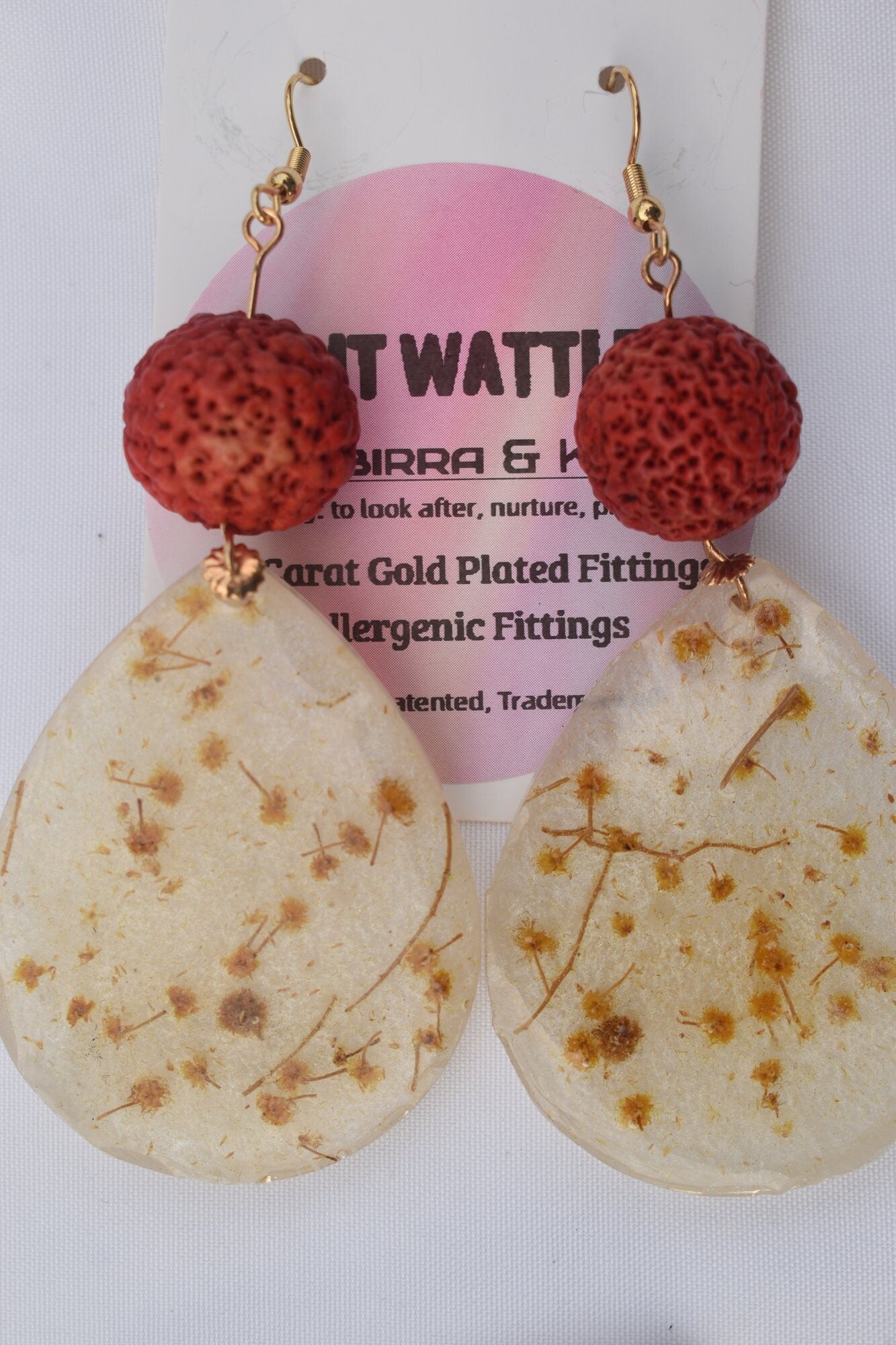 Be It Wattle Large Round Teardrop Earrings - Cream & Clear