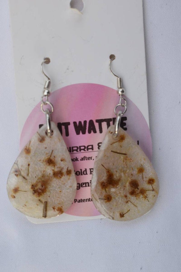Be It Wattle Teardrop Earrings - Cream & Clear
