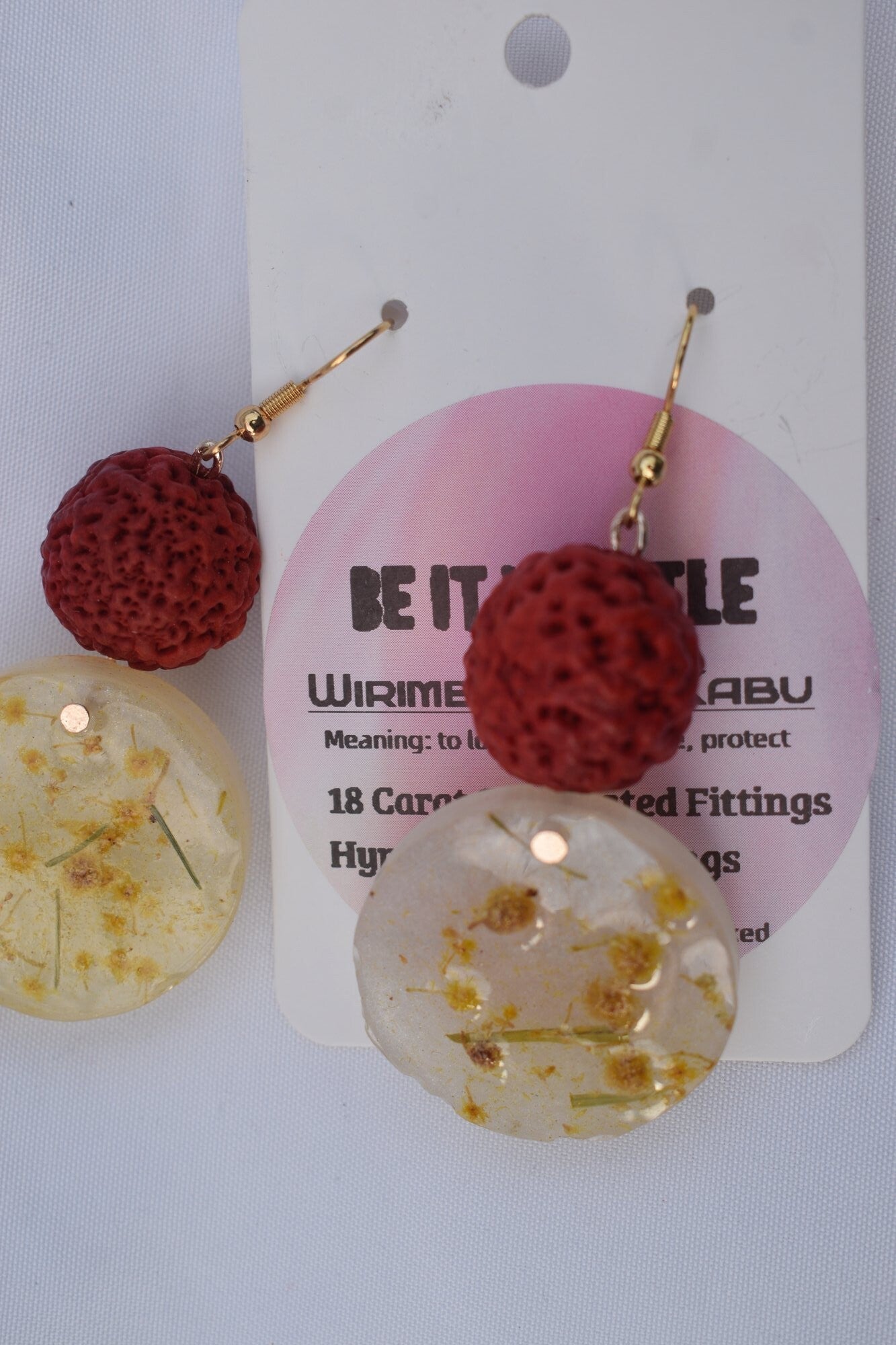 Be It Wattle Round Disc Earrings - Cream & Clear