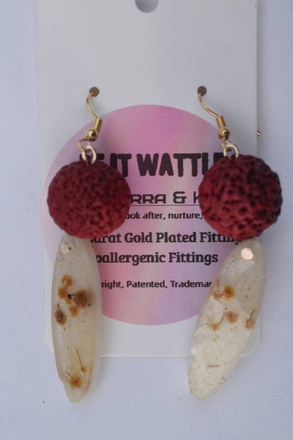 Be It Wattle Leaf Earrings - Cream & Clear