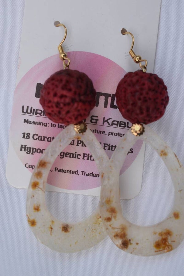Be It Wattle Open Loop Hoop Earrings - Cream & Clear