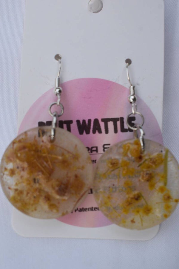 Be It Wattle Round Disc Earrings - Cream & Clear