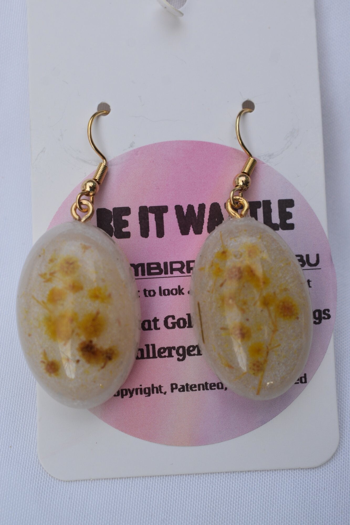 Be It Wattle Oval Earrings - Cream & Clear