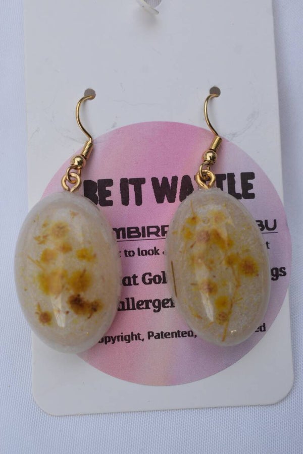 Be It Wattle Oval Earrings - Cream & Clear