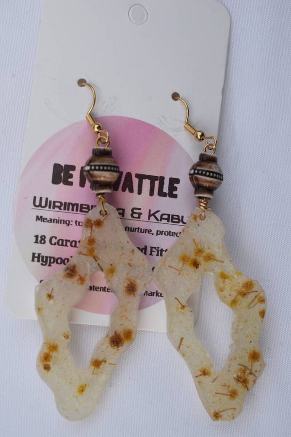 Be It Wattle Organic Open Loop Earrings - Cream & Clear