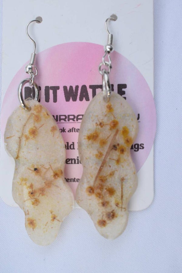 Be It Wattle Wavy Leaf Earrings - Cream