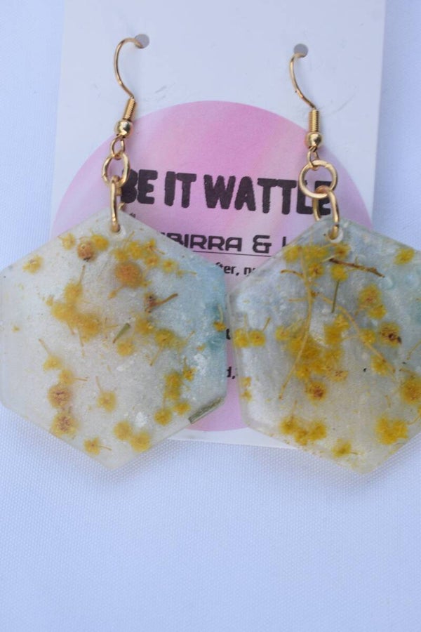 Be It Wattle Hexagon Earrings - Clear