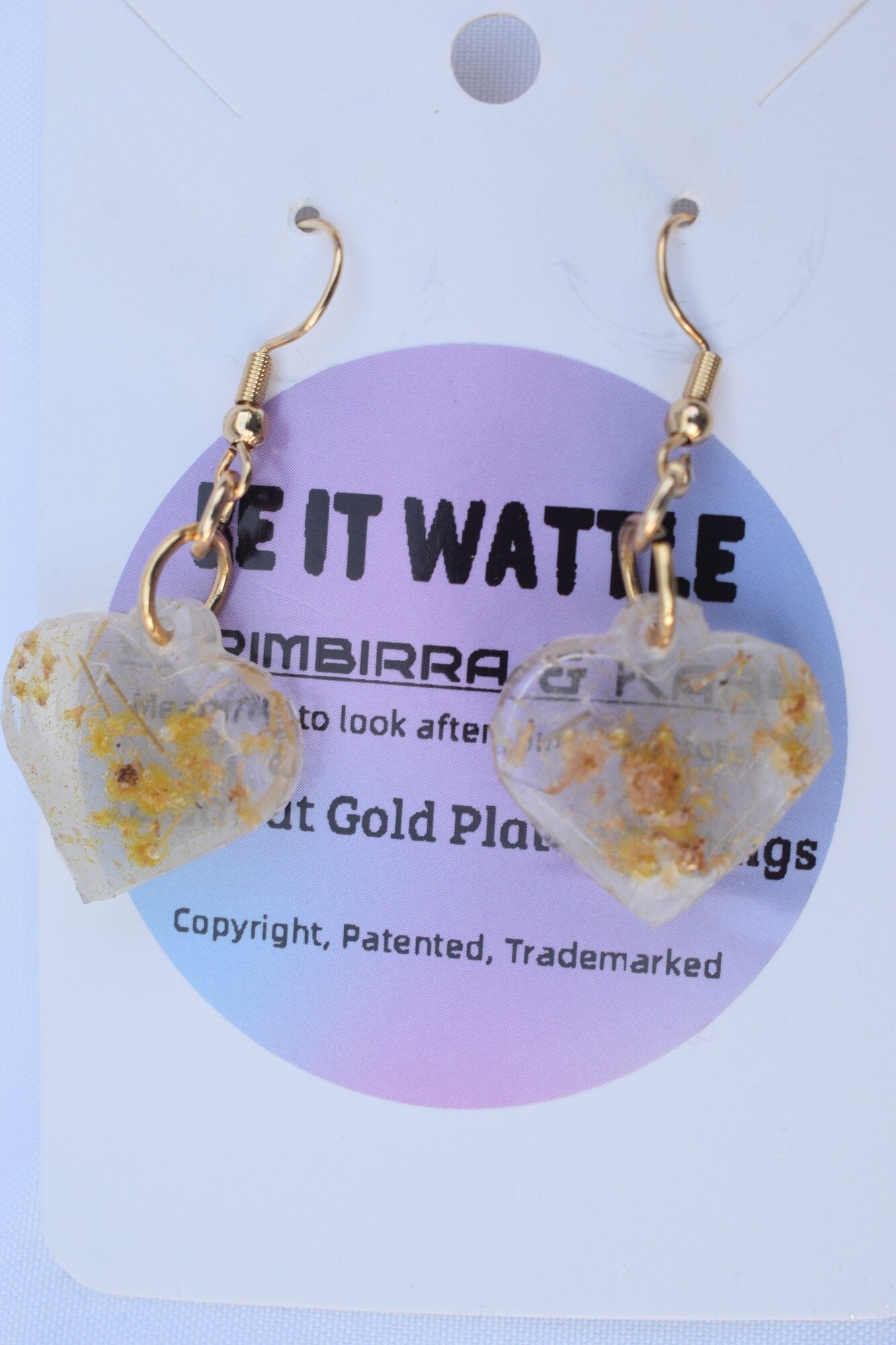 Be It Wattle Heart Earrings - Clear