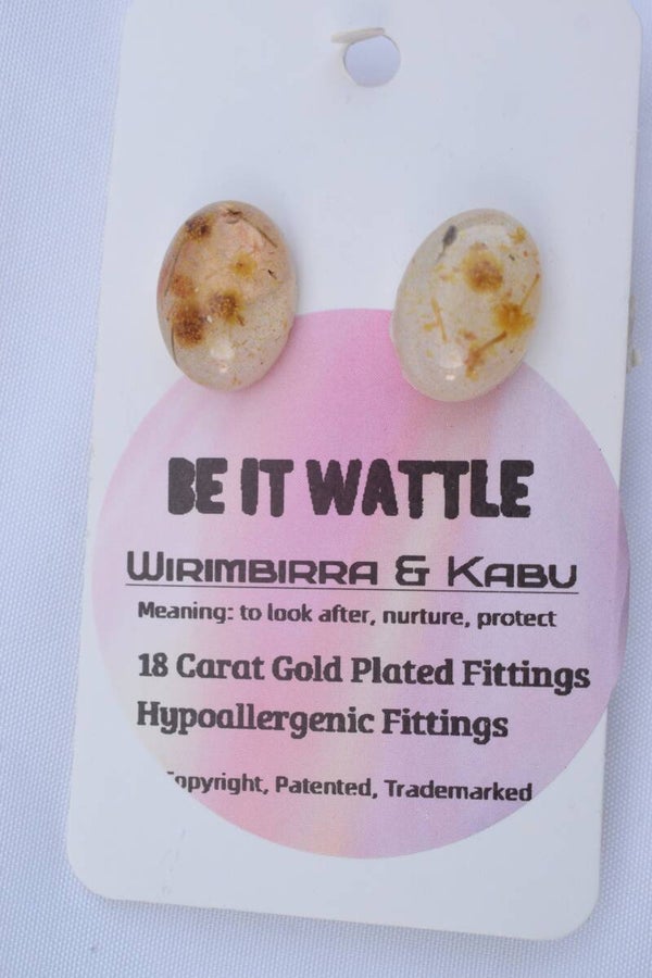 Be It Wattle Oval Stud Earrings - Clear