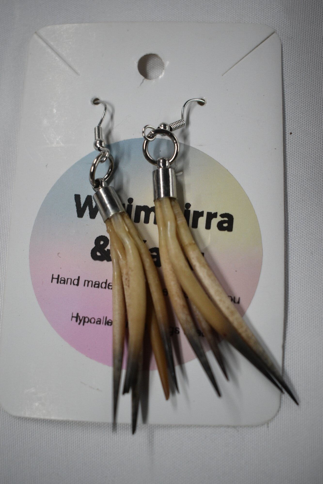 Echidna Quill Cluster Earrings - Natural Cream & Brown