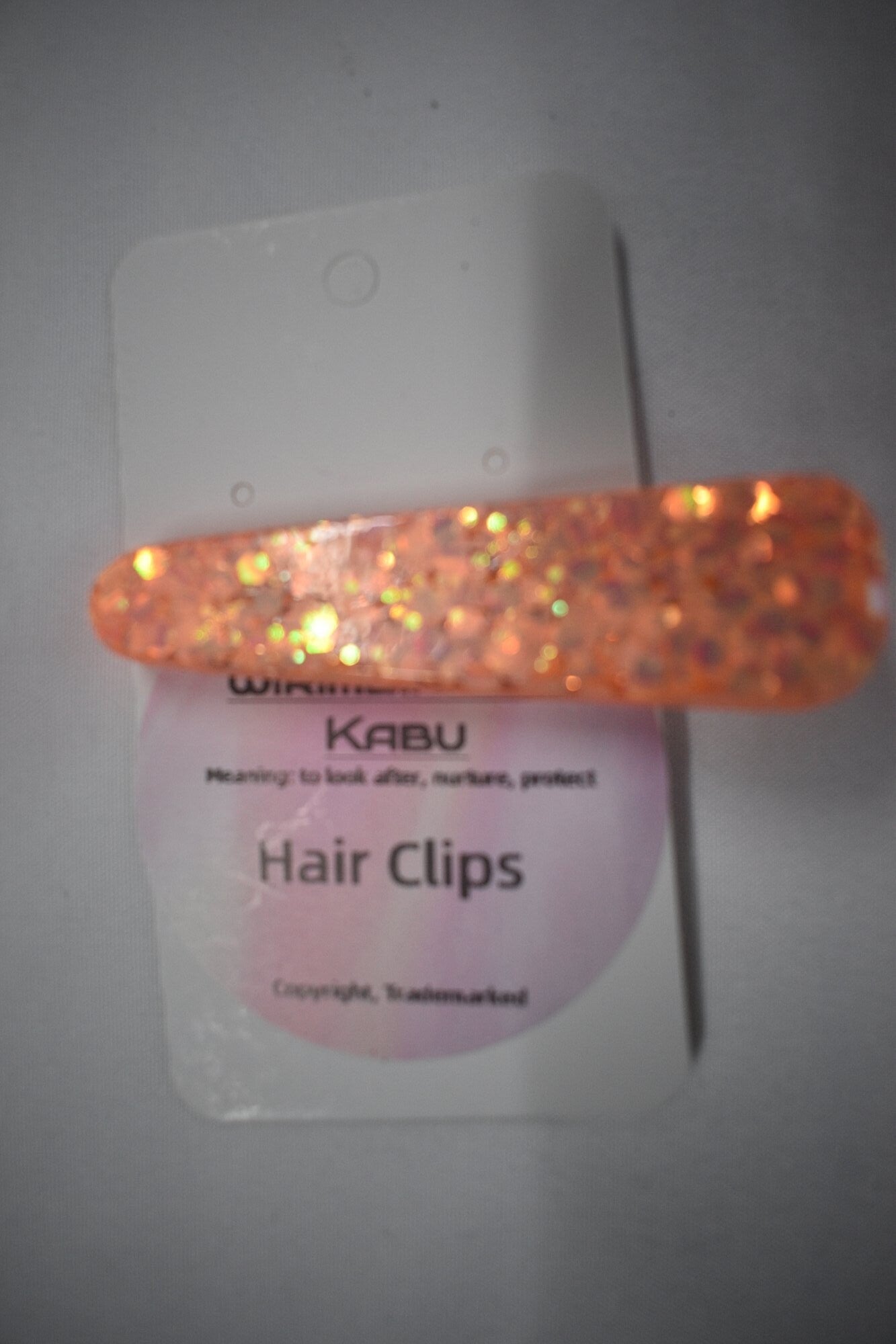 Teardrop Snap Hair Clip - Coral & Peach Glitter