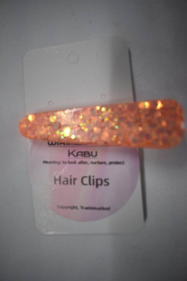 Teardrop Snap Hair Clip - Coral & Peach Glitter
