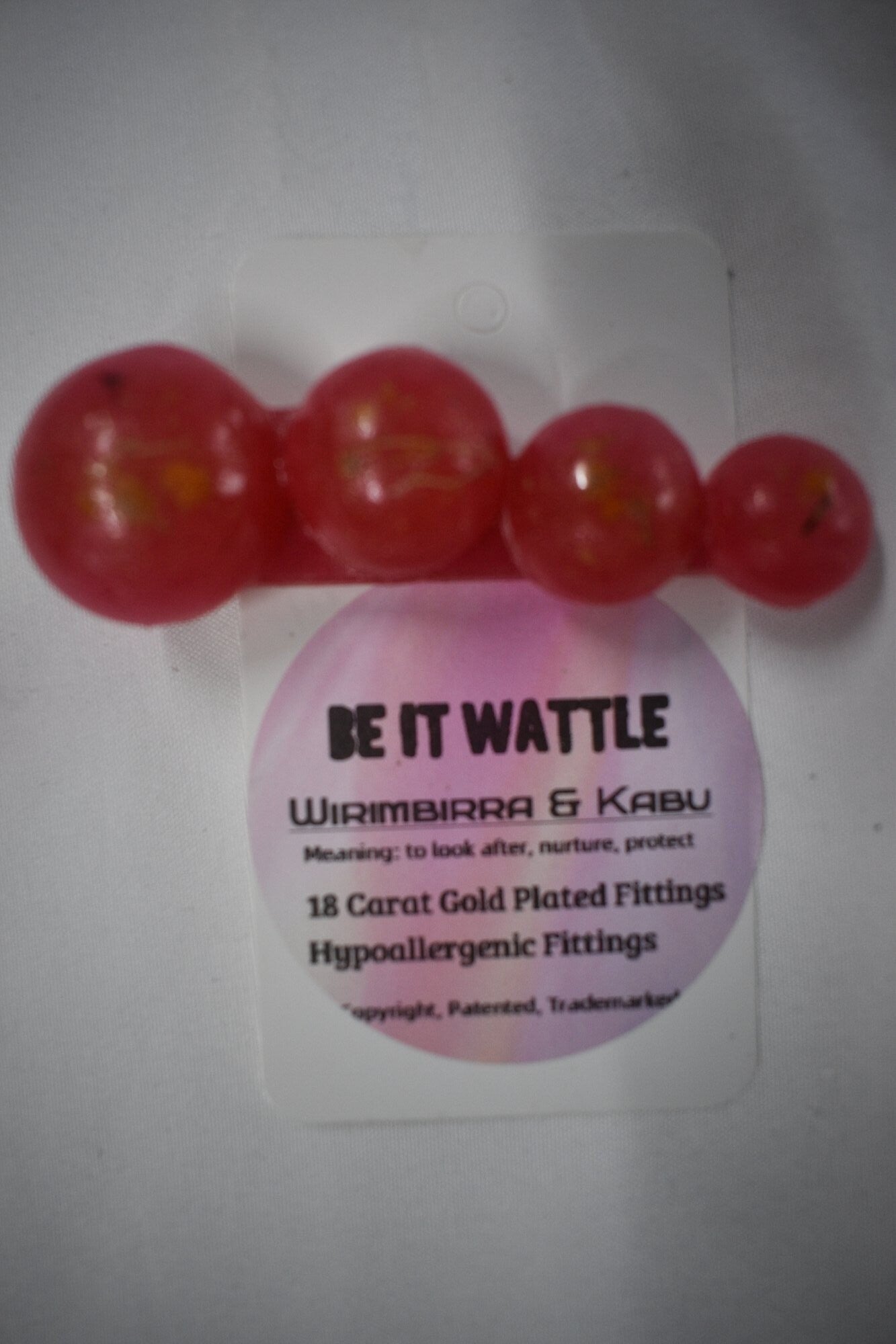 Three Round Beads Hair Clip - Red Translucent