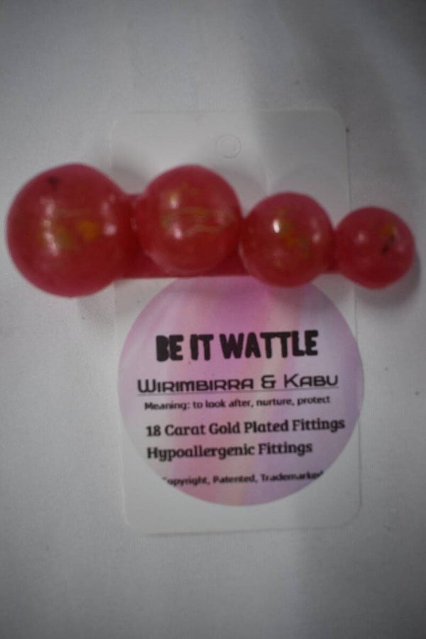 Three Round Beads Hair Clip - Red Translucent