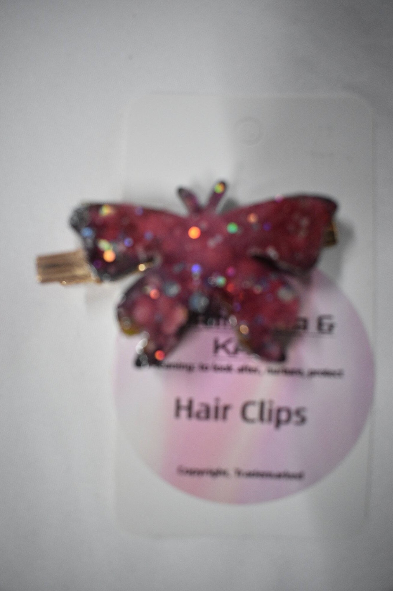 Butterfly Hair Clip - Pink Glitter