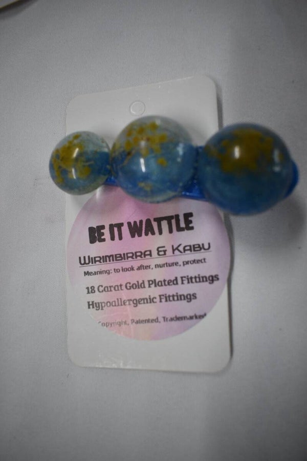 Stacked Round Beads Hair Clip - Blue