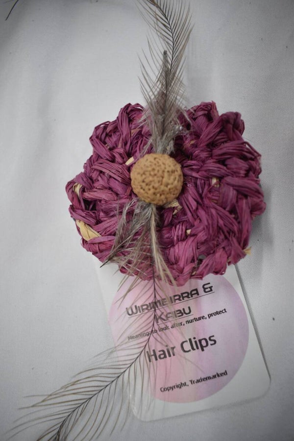 Crochet Flower & Feather Headpiece - Pink & Purple