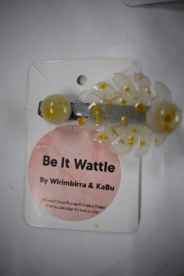 Bar With Beads Hair Clip - Clear
