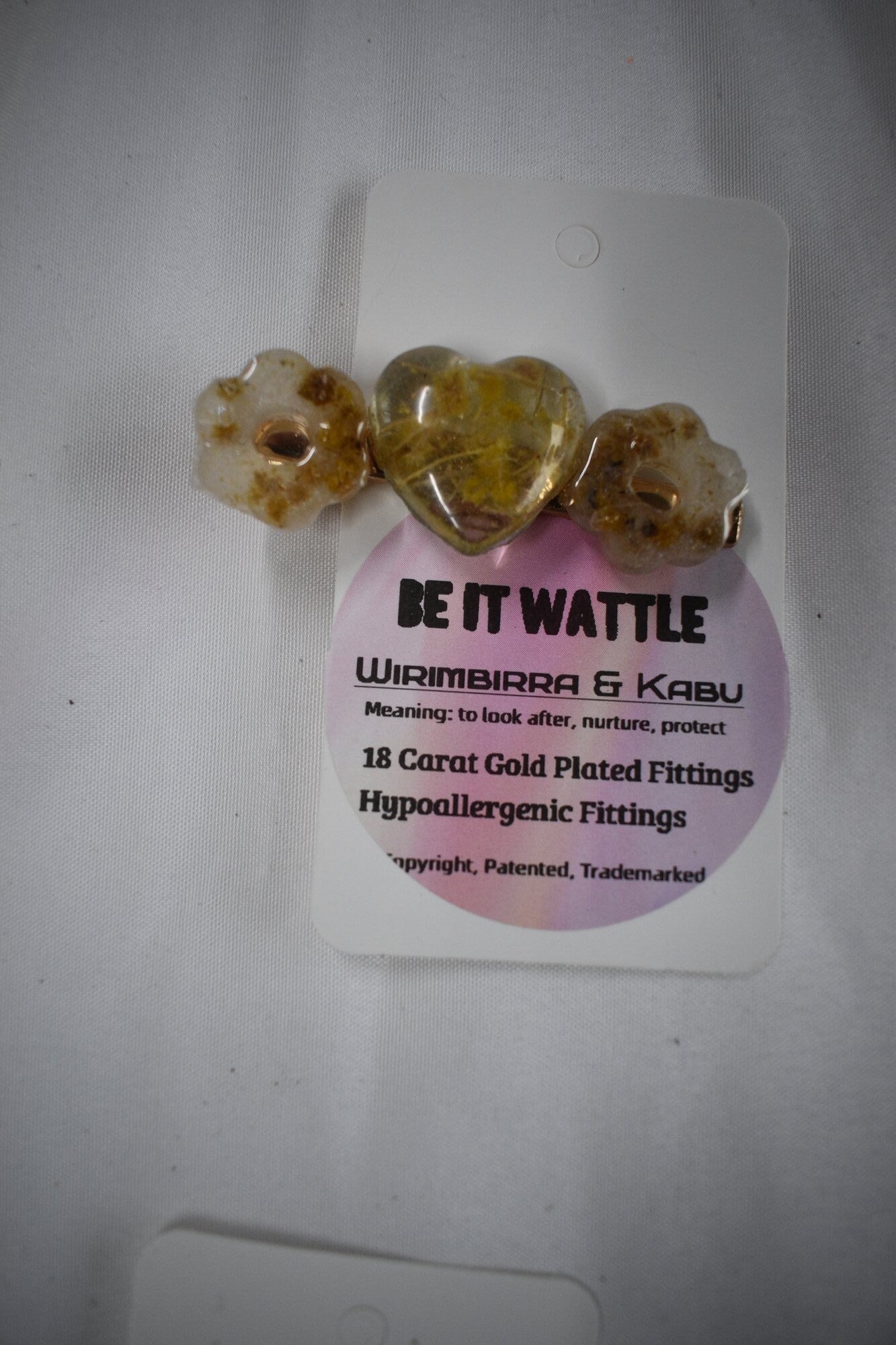 Round Beads Hair Clip - Amber & Yellow