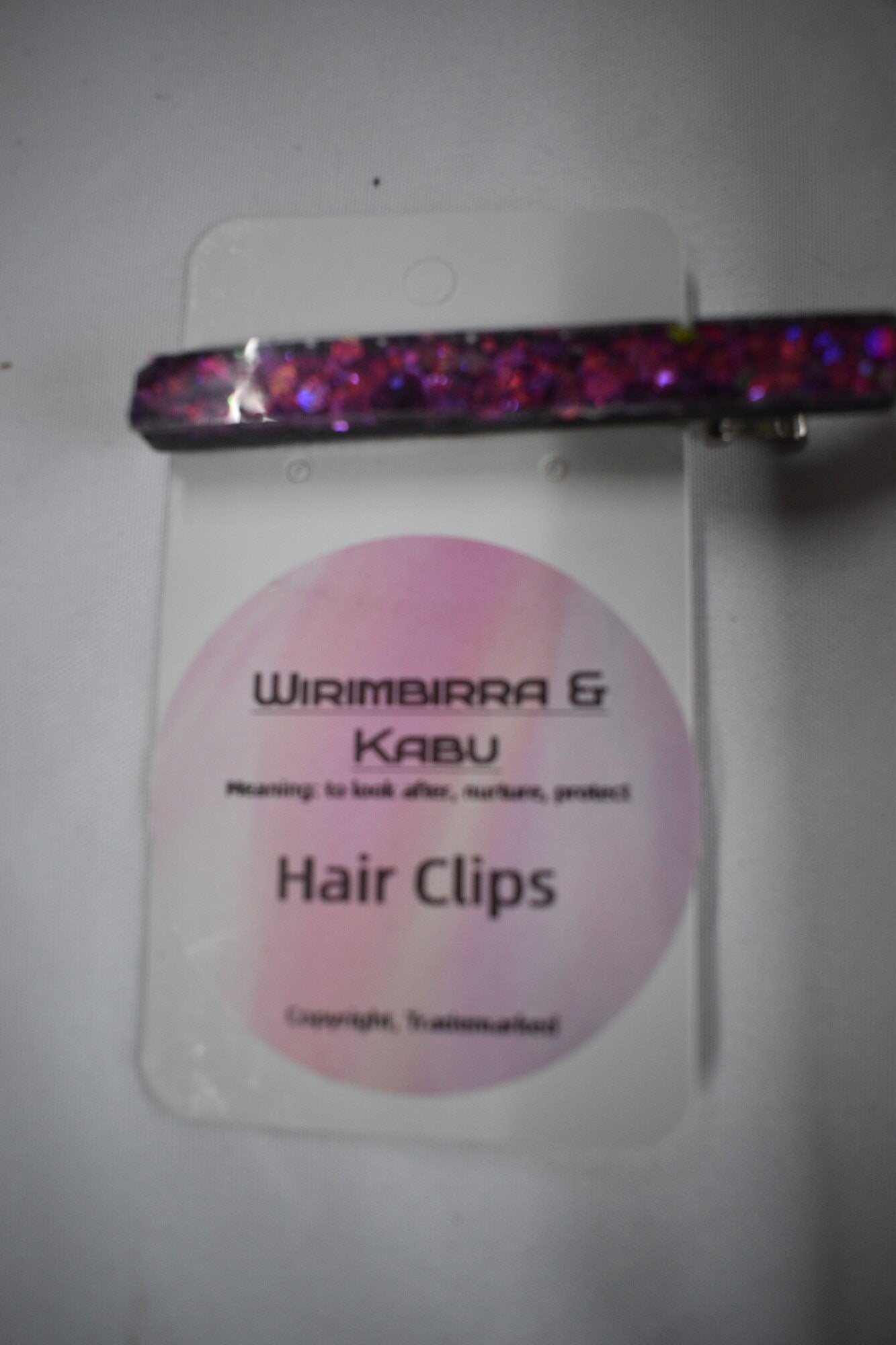 Long Bar Hair Clip - Purple & Magenta Glitter