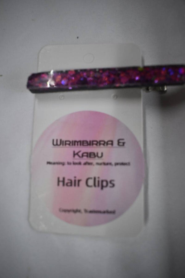 Long Bar Hair Clip - Purple & Magenta Glitter