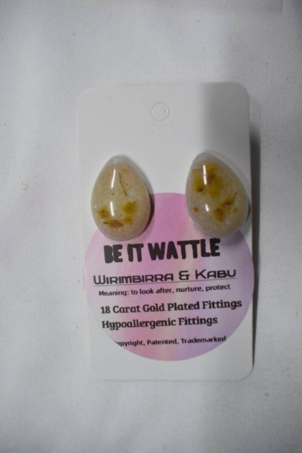Be It Wattle Teardrop Stud Earrings - Cream