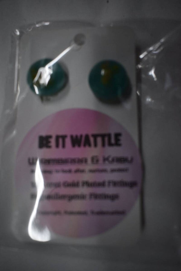 Round Stud Resin Earrings - Teal