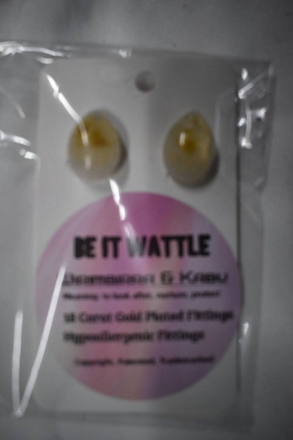 Be It Wattle Oval Stud Earrings - Cream