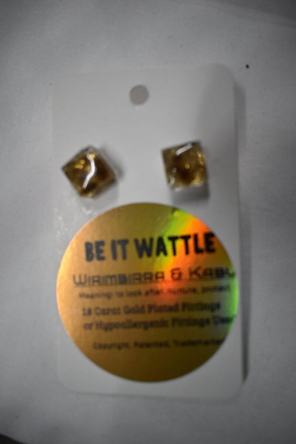 Be It Wattle Diamond Stud Earrings - Cream & Gold
