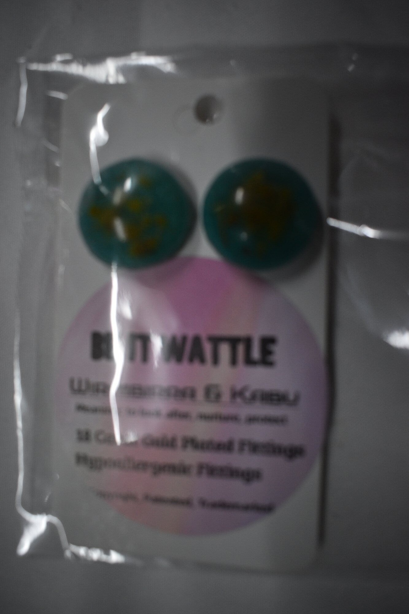 Be It Wattle Round Dome Stud Earrings - Teal