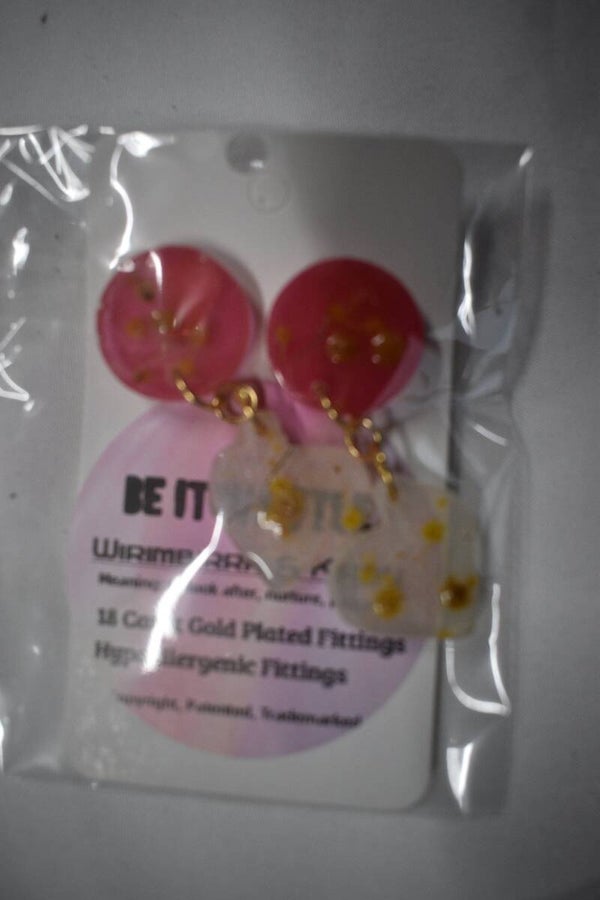 Be It Wattle Round Dome Stud Earrings - Pink