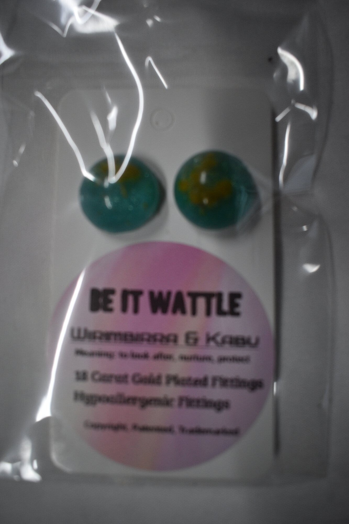 Be It Wattle Round Dome Stud Earrings - Teal