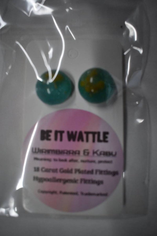 Be It Wattle Round Dome Stud Earrings - Teal