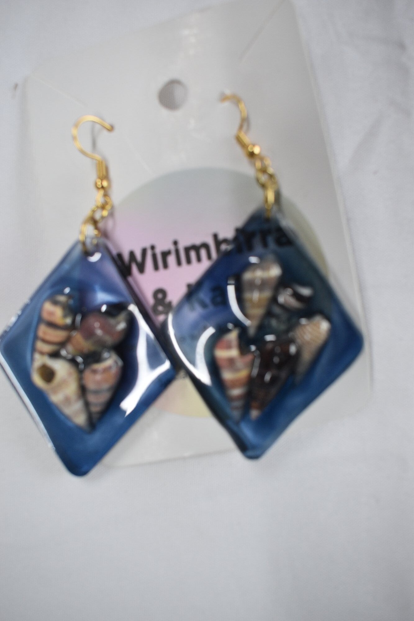 Diamond Resin Earrings - Blue Resin