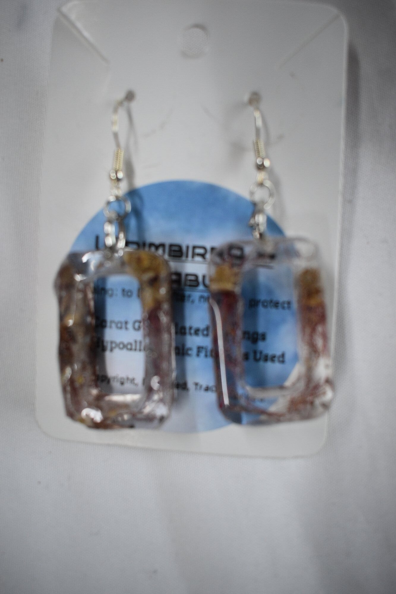 Open Rectangle Frame Resin Earrings - Clear