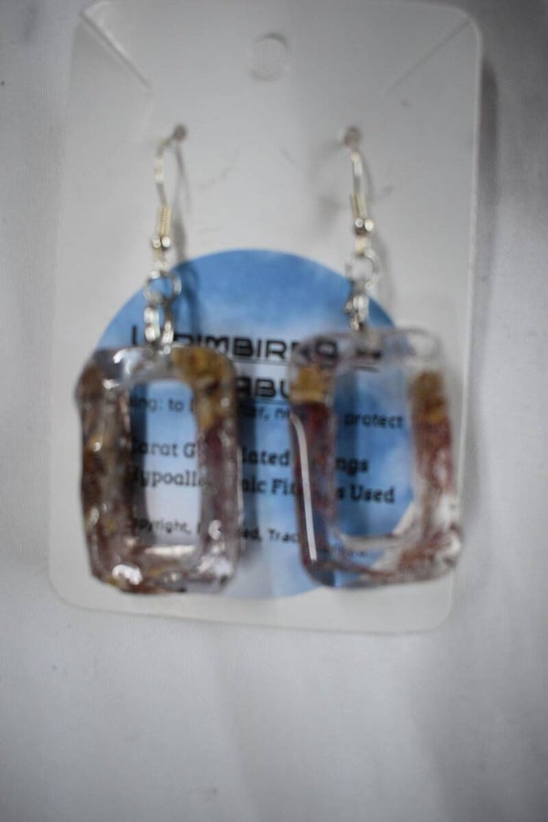 Open Rectangle Frame Resin Earrings - Clear